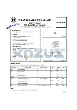 CHDTA124EMPT datasheet - PNP Digital Silicon Transistor