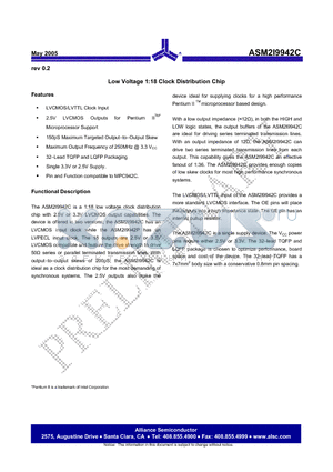 ASM2I9942CG-32-LT datasheet - Low Voltage 1:18 Clock Distribution Chip