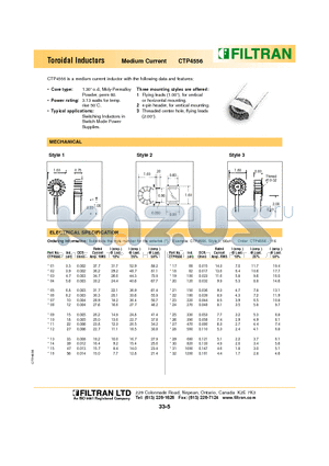 CTP4556-03 datasheet - Toroidal Inductors Medium Current