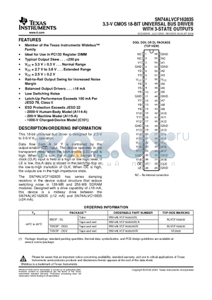 74ALVCF162835VRE4 datasheet - 3.3-V CMOS 18-BIT UNIVERSAL BUS DRIVER WITH 3-STATE OUTPUTS