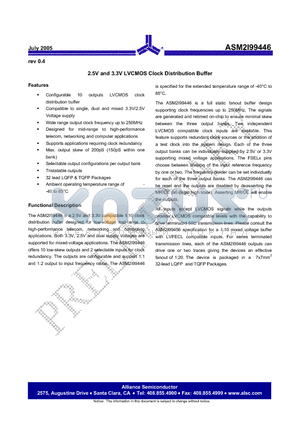 ASM2I99446-32-ET datasheet - 2.5V and 3.3V LVCMOS Clock Distribution Buffer