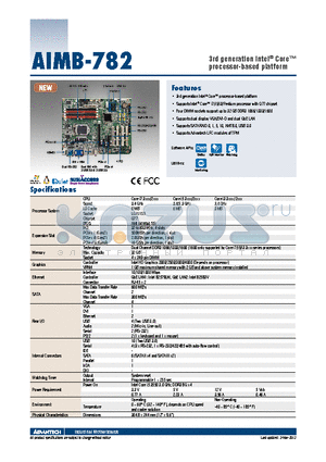 AIMB-782 datasheet - 3rd generation Intel^ Core processor-based platform