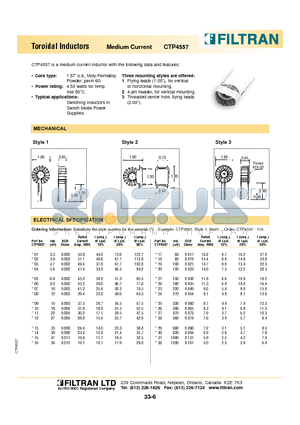CTP4557-07 datasheet - Toroidal Inductors Medium Current