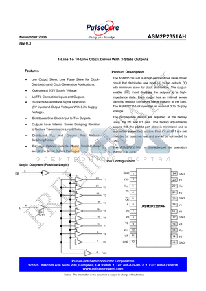 ASM2P2351AH datasheet - 1-Line To 10-Line Clock Driver With 3-State Outputs