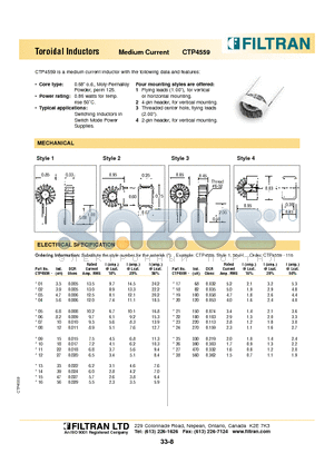 CTP4559 datasheet - Toroidal Inductors Medium Current