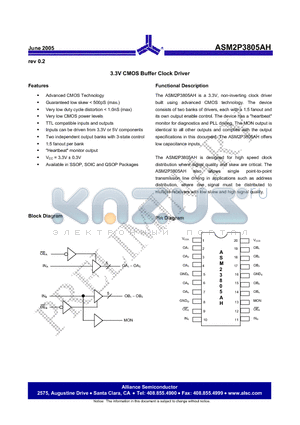 ASM2P3805AG-20-ST datasheet - 3.3V CMOS Buffer Clock Driver