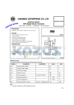 CHDTD123TKPT datasheet - NPN Digital Silicon Transistor