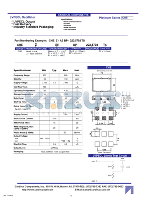 CHEBP-222.5792TS datasheet - LVPECL Oscillator LVPECL Output