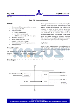 ASM3I2111BG-08ST datasheet - Peak EMI Reducing Solution