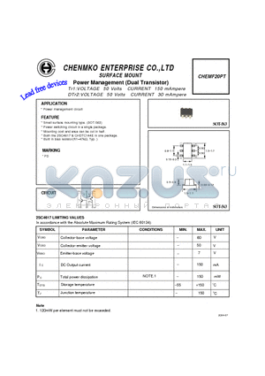 CHEMF20PT datasheet - Power Management (Dual Transistor)