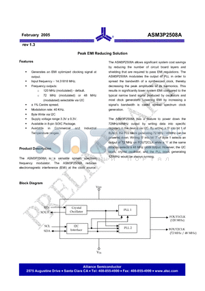 ASM3I2508AF-08-SR datasheet - Peak EMI Reducing Solution