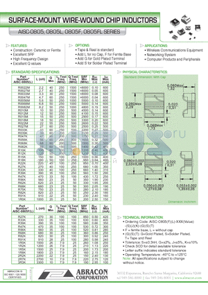AISC-0805 datasheet - SURFACE-MOUNT WIRE-WOUND CHIP INDUCTORS