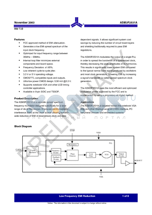 ASM3I2531A-08SR datasheet - Low Frequency EMI Reduction