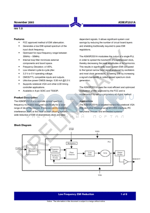 ASM3I2531A-08ST datasheet - Low Frequency EMI Reduction