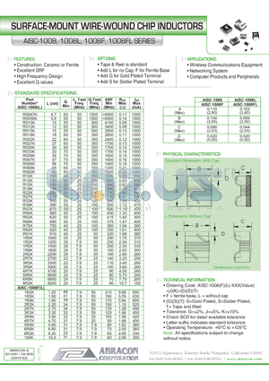 AISC-1008 datasheet - SURFACE-MOUNT WIRE-WOUND CHIP INDUCTORS