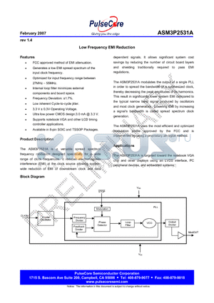 ASM3I2531AF-08TT datasheet - Low Frequency EMI Reduction