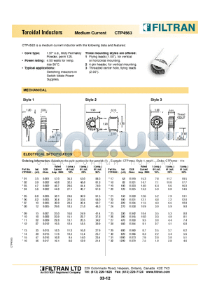 CTP4562-24 datasheet - Toroidal Inductors Medium Current