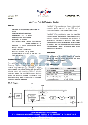 ASM3I2579AG-06OR datasheet - Low Power Peak EMI Reducing Solution