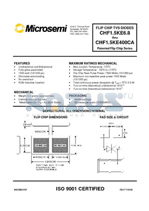 CHF1.5KE100 datasheet - FLIP CHIP TVS DIODES