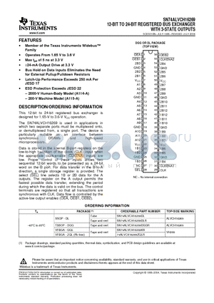 74ALVCH16269ZQLR datasheet - 12-BIT TO 24-BIT REGISTERED BUS EXCHANGER WITH 3-STATE OUTPUTS