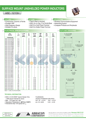 AISC-1210H-391K datasheet - SURFACE MOUNT UNSHIELDED POWER INDUCTORS