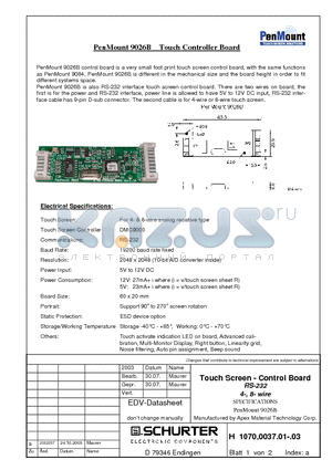 1070.0037.02 datasheet - Touch Screen - Control Board