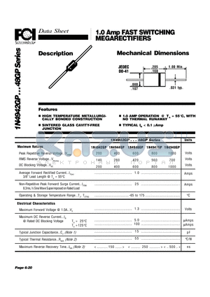 1N4946GP datasheet - 1.0 Amp FAST SWITCHING MEGARECTIFIERS