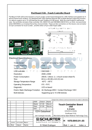 1070.0045.02 datasheet - Touch Controller Board USB