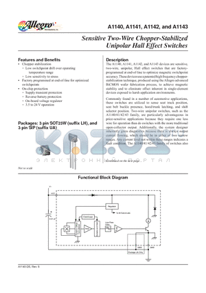 A1140LUATI-T4 datasheet - Sensitive Two-Wire Chopper-Stabilized Unipolar Hall Effect Switches