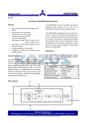 ASM3I2669AF-08TT datasheet - Low Power Peak EMI Reducing Solution