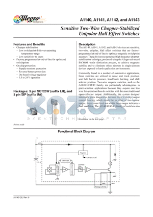 A1140_06 datasheet - Sensitive Two-Wire Chopper-Stabilized Unipolar Hall Effect Switches