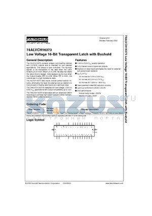 74ALVCH16373T datasheet - Low Voltage 16-Bit Transparent Latch with Bushold