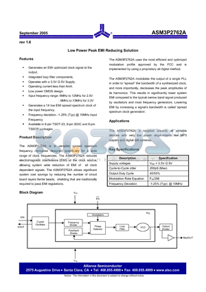 ASM3I2762A-06OR datasheet - Low Power Peak EMI Reducing Solution