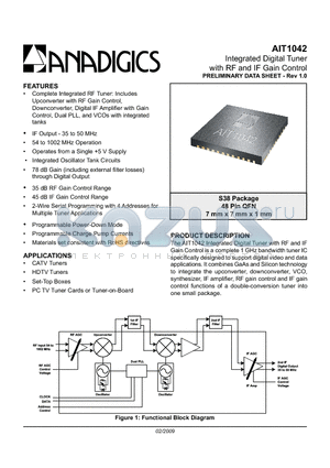 AIT1042 datasheet - Integrated Digital Tuner with RF and IF Gain Control