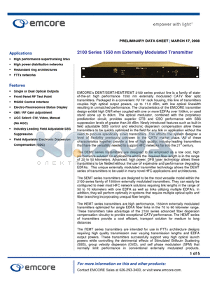 DEMT2103-FC-1 datasheet - 1550 nm Externally Modulated Transmitter