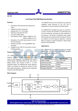 ASM3I2779A-08SR datasheet - Low Power Peak EMI Reducing Solution