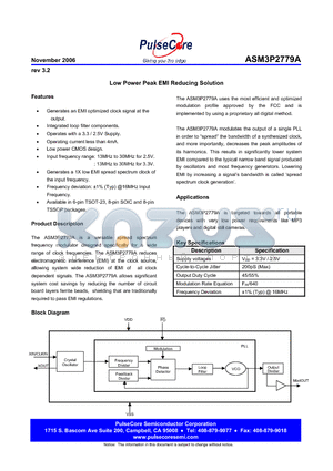 ASM3I2779AF-08SR datasheet - Low Power Peak EMI Reducing Solution