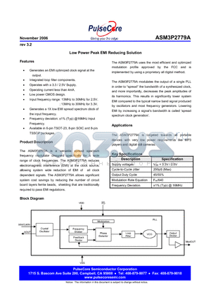 ASM3I2779AF-08ST datasheet - Low Power Peak EMI Reducing Solution