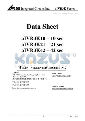 AIVR3K10 datasheet - APLUS INTEGRATED CIRCUITS INC