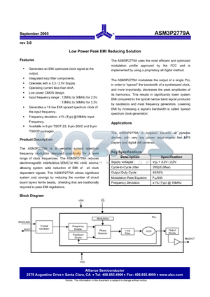 ASM3I2779AG-08ST datasheet - Low Power Peak EMI Reducing Solution