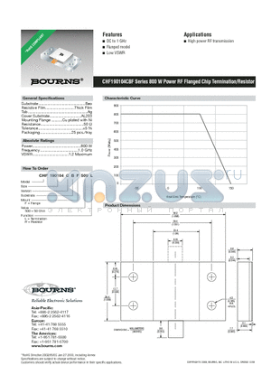 CHF190104CBF500L datasheet - 800 W Power RF Flanged Chip Termination/Resistor