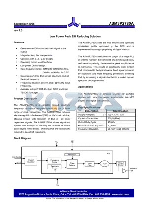 ASM3I2780A-08TR datasheet - Low Power Peak EMI Reducing Solution