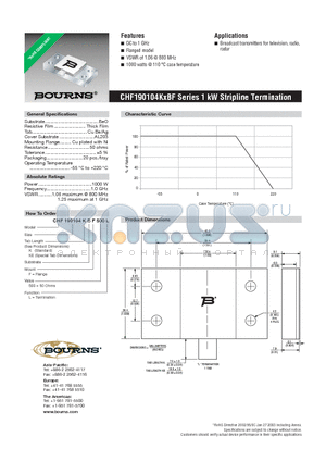 CHF190104KBF500L datasheet - 1 kW Stripline Termination