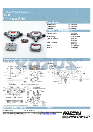 C50K datasheet - Double Balanced Mixers 5.0 to 9.0 GHz