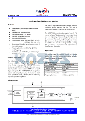 ASM3I2780AF-06OR datasheet - Low Power Peak EMI Reducing Solution