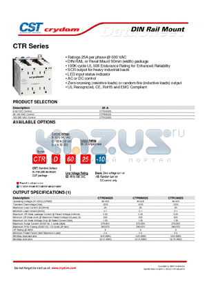 CTRD6025-10 datasheet - DIN RAIL MOUNT