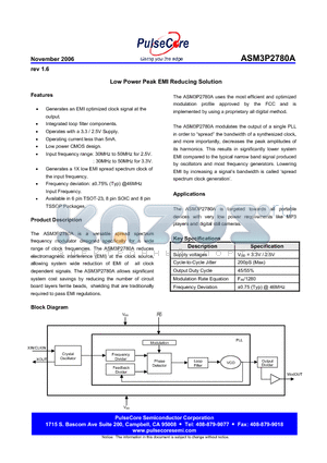 ASM3I2780AG-06OR datasheet - Low Power Peak EMI Reducing Solution
