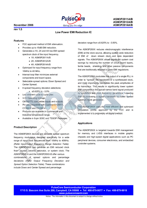 ASM3I2811AF-08ST datasheet - Low Power EMI Reduction IC