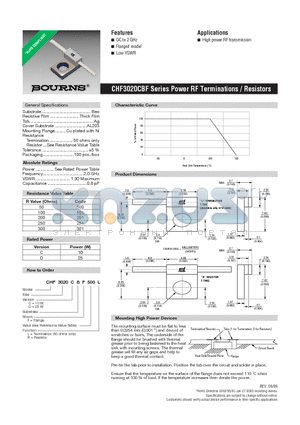 CHF3020CBF datasheet - Power RF Terminations / Resistors