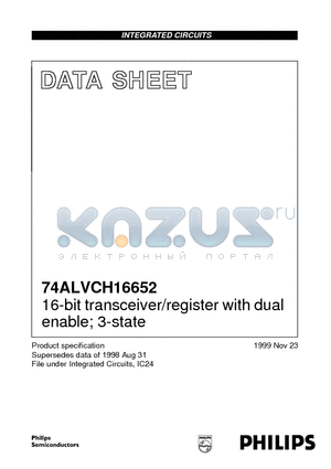 74ALVCH16652 datasheet - 16-bit transceiver/register with dual enable; 3-state